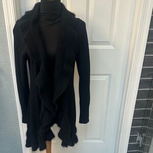 White House Black Market Black Ruffled Cardigan